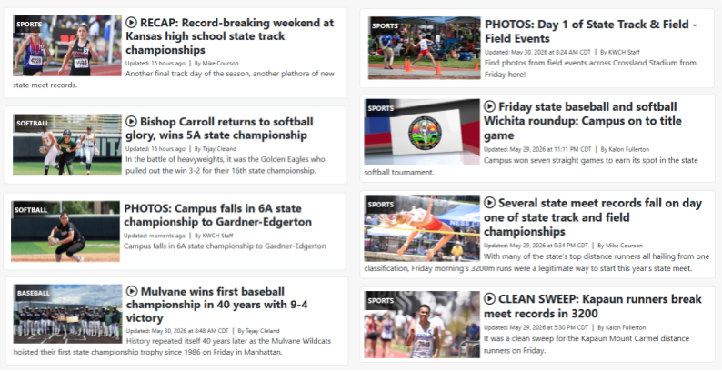 KWCHTejay's tweet photo. The end of state championship weekend also marks the final @CatchItKansas Show of the school year. You can find everything from the weekend right now on https://t.co/iFu5QC3TBJ!

Hope you all enjoyed the fun! See you back on Friday nights in August. https://t.co/GgnjKg5i6C
