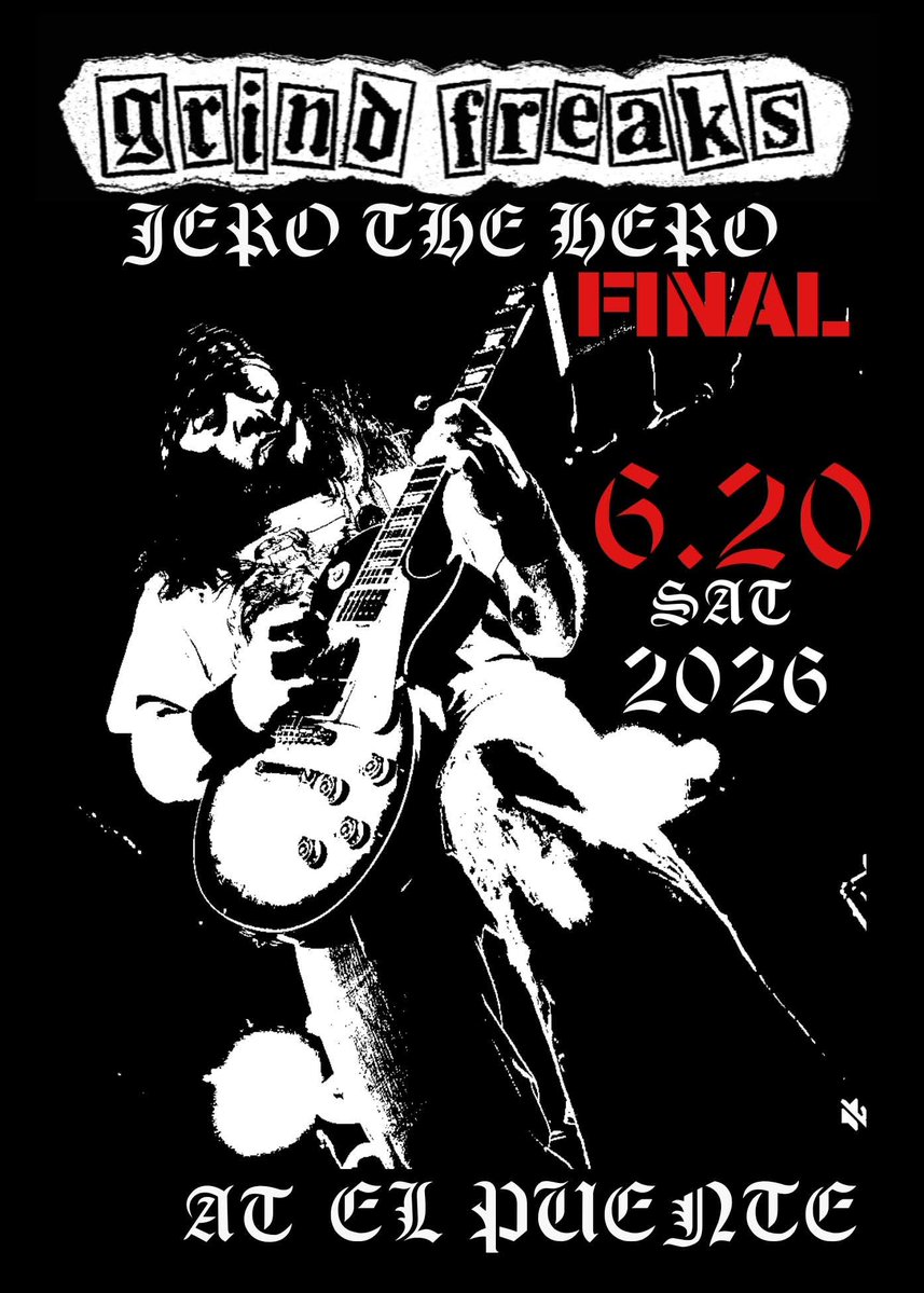GrindFreaks's tweet photo. ■Jero The Hero FINAL■
よろしくお願いします。
   6月20日(土)
-GRIND FREAKS 横浜-
会場/EL PUENTE
open/17:30
start/18:00
charge/¥3000+Drink
-出演-
Barbatos
Doraid
Floaters
Vltar
Outbreak Riot
Salvaasion

-DJ-
a2k))
Yuki

-Food-
Spiosrai https://t.co/38nxcljGlE