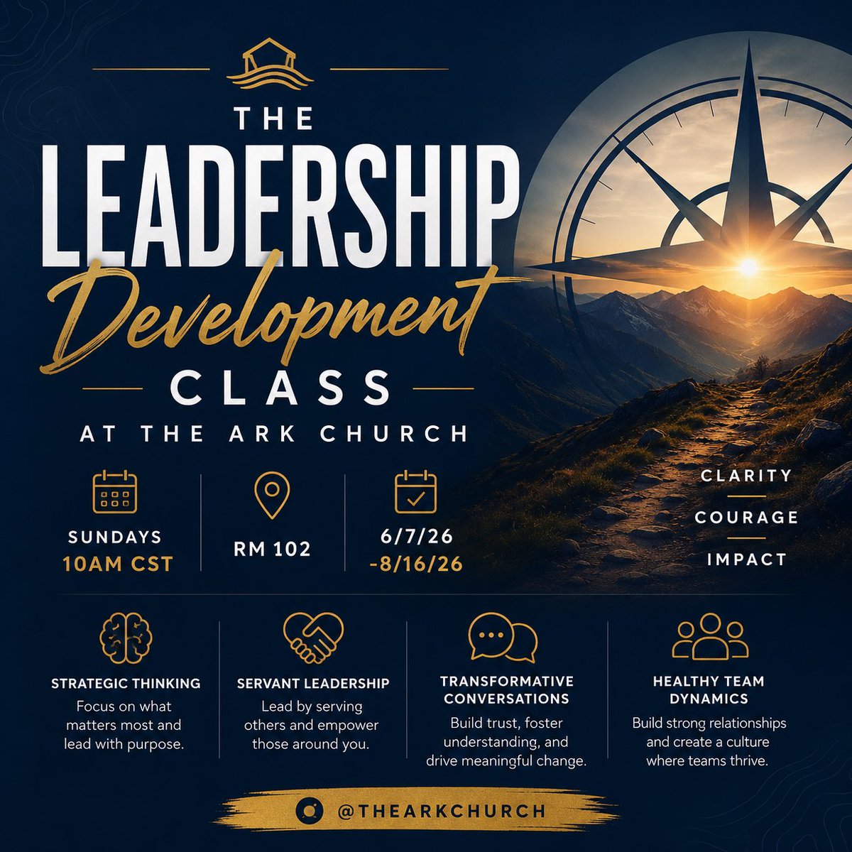 ChipBaker19's tweet photo. I’m excited and honored to teach the Summer Session of the Leadership Development Class at The Ark Church!
📍 Sundays | 10:00 AM CST | Room 102
📅 June 7, 2026 – August 16, 2026
@thearkchurch
The link to sign up
https://t.co/u82glcS3Zx
#leadershipdevelopmentclass https://t.co/TKomUYEbIL
