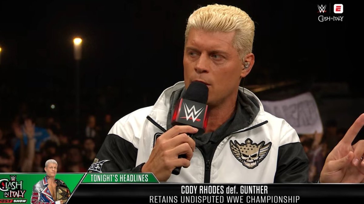 WrestlePurists's tweet photo. Cody Rhodes addresses Roman Reigns:

“I think it's a unique position to be in for me to say something negative or for him to say something negative about me and it's for the simple fact that he doesn't have two wins over me. I don't have two wins over him. He beat me once, and I beat his ass once.

So I don't know. Add him to the list cause we said Gunther can have a rematch whenever he wants it, come and get it, easy to find, hard to beat. That goes for Roman Reigns as well.”

#WWEClash