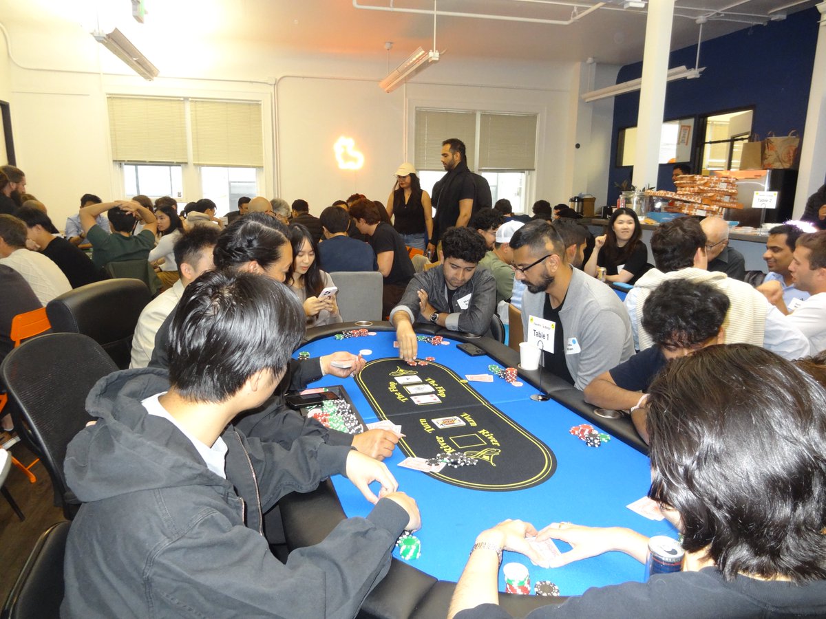 UseCorgi's tweet photo. So much fun hosting a poker night with our friends @SignalFire, packed with founders and operators from the ecosystem.

Reminder that we have a space in the heart of SF for community events like this. The whole point is creating room for people to meet and for serendipity to do its thing.