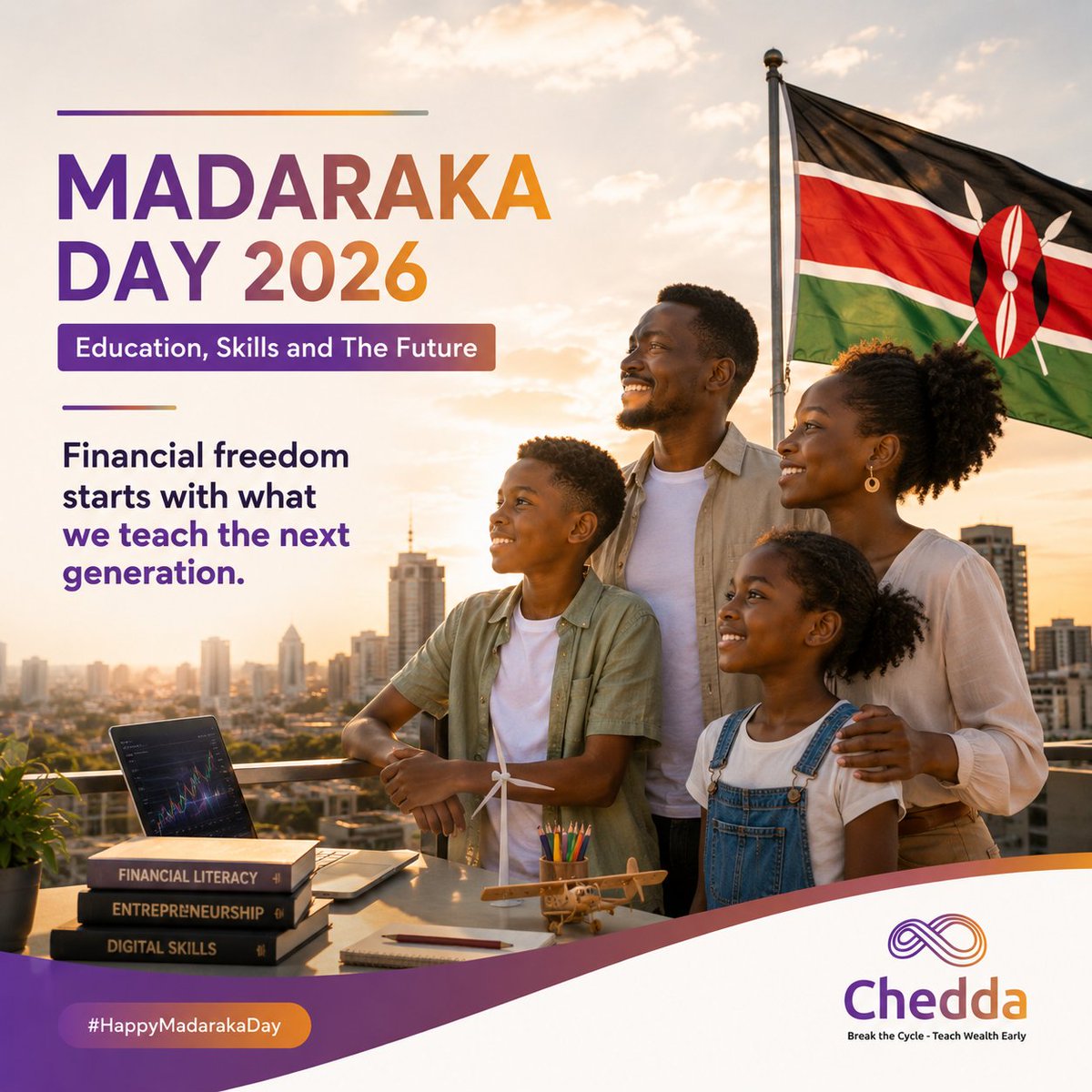 CheddaApp's tweet photo. Madaraka gave us political freedom. The future depends on what we teach our children.
This Madaraka Day, we celebrate the power of education, skills and knowledge to create opportunities for the next generation.
🇰🇪 Happy Madaraka Day.
#MadarakaDay2026 #Chedda https://t.co/3XD6MuvxoJ
