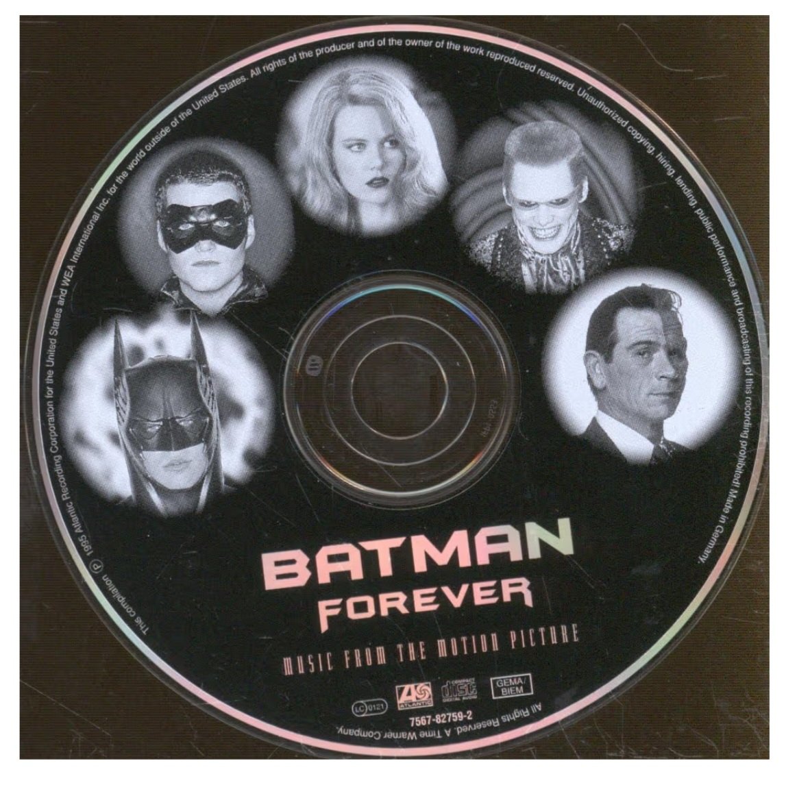 DailyBatForever's tweet photo. On this day 31 years ago, the great original soundtrack of
#BatmanForever 
was released.

Cover and CD disc of the album that sold over 2 million copies in the US alone achieving 2×Platinum, over 4 million copies around the world. https://t.co/7H75W0mqJj
