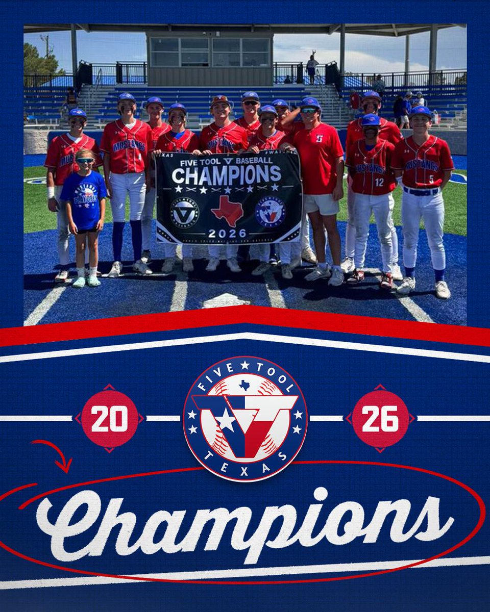 FiveToolTexas's tweet photo. 🏆CHAMPIONS🏆

Congrats to @MCSMustangBSB on winning the 16U Open Division of the @FiveTool West Texas Midland Showdown!

#WatchEm https://t.co/04sKOKV3ua