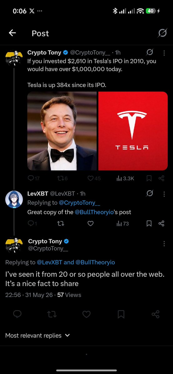 LevXBT's tweet photo. @nikitabier The crypto space is rife with copied posts without attribution, and @CryptoTony__ is pretty much a "Rainmaker" https://t.co/a1bRoFdDcX