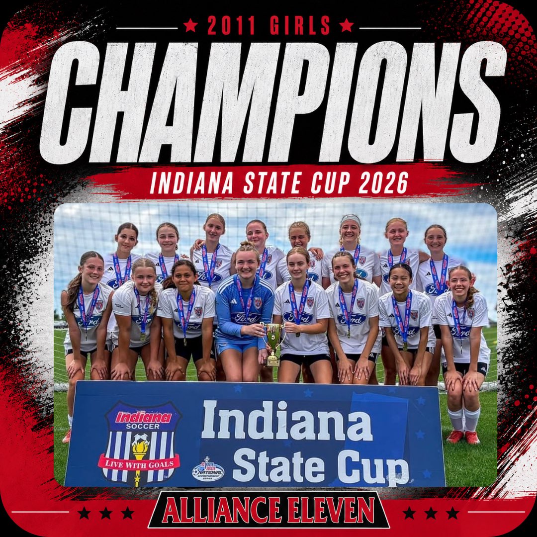 alliance_in's tweet photo. 🏆 STATE CHAMPIONS! 🏆

Alliance Eleven 2011 Girls are State Cup Champions! ❤️🖤

A huge 2–0 win over Indy Premier to bring home the trophy. So proud of this team’s hard.

Thank you to everyone who believed in our project from the start. This is just the beginning! ⭐️⚽️ https://t.co/VET1mKNAec