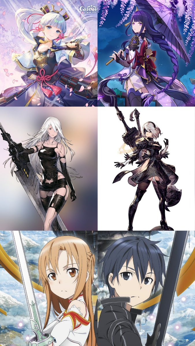 AbyssalMark's tweet photo. @Fortnite please, please consider collaborating with @SwordArtUSA @sao_anime @GenshinImpact and @NieRGame so we can finally play as and hopefully:
Ayaka + Raiden
A2 + 2B
Asuna + Kirito

#sao #swordartonline #nierautomata #nier #genshin #gi #genshinimpact https://t.co/orHkDGbIWz