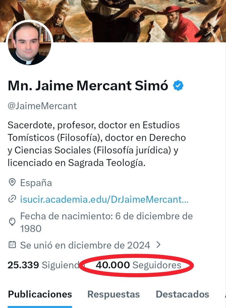 JaimeMercant's tweet photo. 40.000 SEGUIDORES

A riesgo de irritar al padre Marsopa, a fray Pulgoso y a sor Migonera, expreso mi alegría por haber llegado al número de los 40.000.

Gracias a todos estos seguidores y a los lectores que no me siguen, incluyendo a los que habitan en el limbo de los bloqueados. https://t.co/z4XxTyr36I