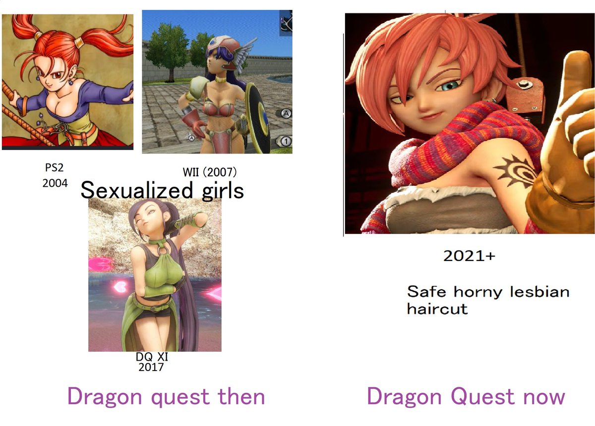 GeraltofGoonia's tweet photo. The cuckening of Japan continues

Dragon Quest 

Then VS Now https://t.co/4JFdJMvBbo