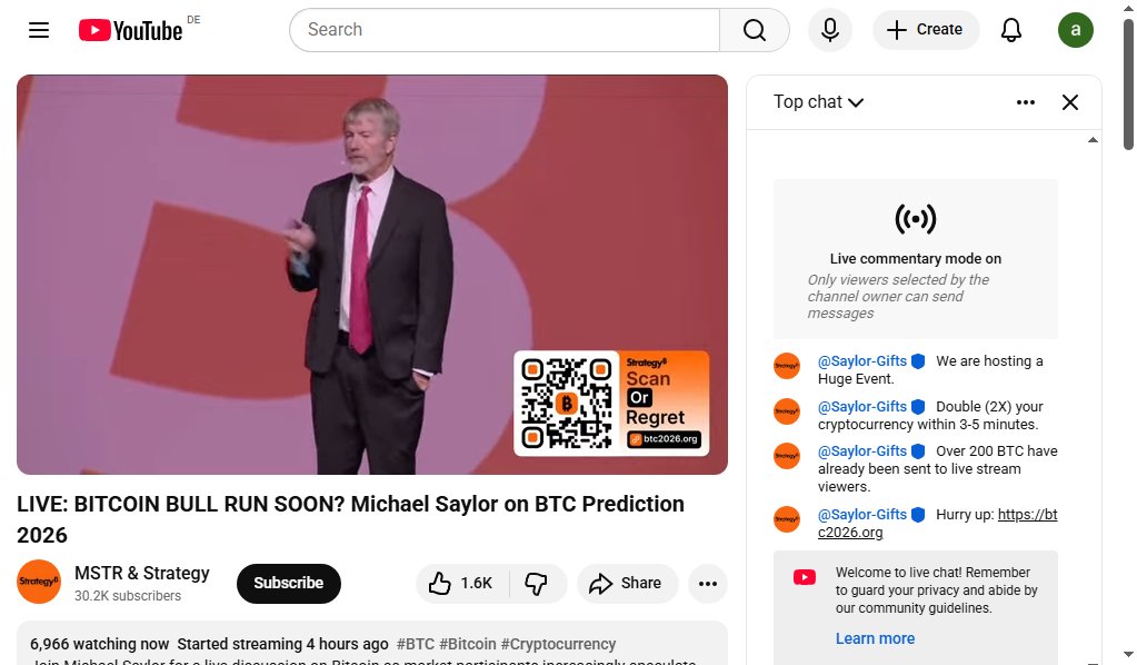 Scam_Wipe's tweet photo. 🚨 #Scam ALERT 🚨
🎥 Fraudulent stream detected: https://t.co/MXRrAOdQRp

Topics: #Cybersecurity #StaySafeOnline #ScamYT #Fake
Tagging for awareness:
📢@saylor @ChainPatrol @seal @YouTube

Stay vigilant and avoid suspicious links!
📩 Report scams to protect others. https://t.co/zQQkPbfTxQ