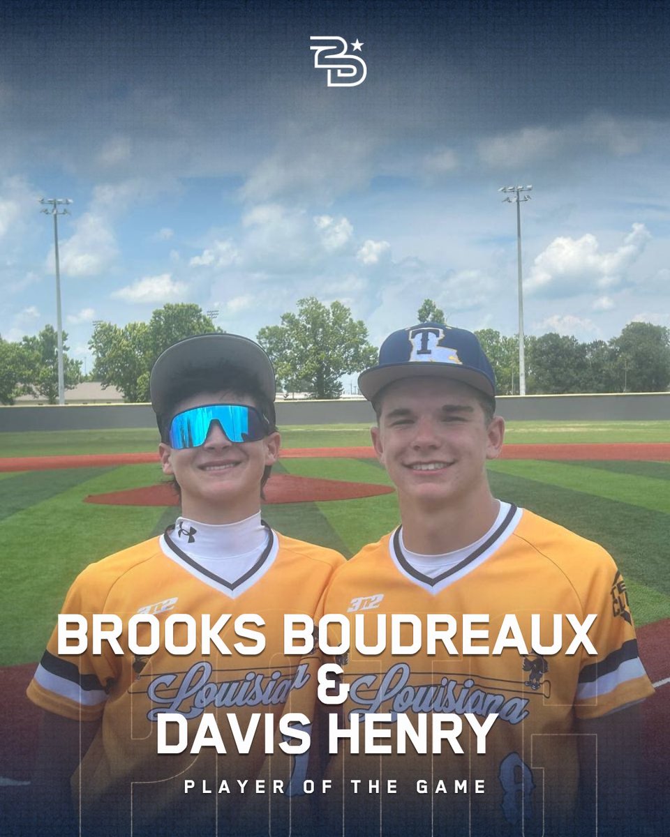 2DsportsbsbLA's tweet photo. ⭐️Players of the Game⭐️

Brooks Boudreaux (left) 
Davis Henry (right) 

Team Louisiana Romero 15u 
(@team_louisiana) https://t.co/VG2RcVKgnX