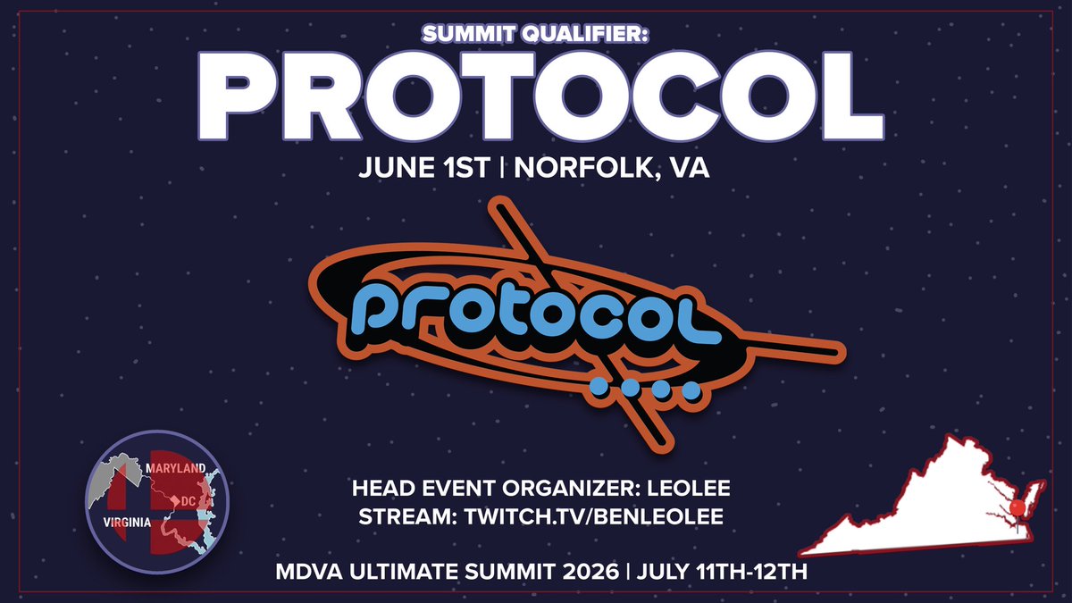KMLTournaments's tweet photo. The next MDVA Summit Qualifier is TOMORROW! Held at SoVA’s premiere local, PROTOCOL!!

Currently one of the most stacked weeklies in the sub-region, do YOU have what it takes to conquer the competition and qualify? Find out tomorrow!! https://t.co/rFDZOADxv9