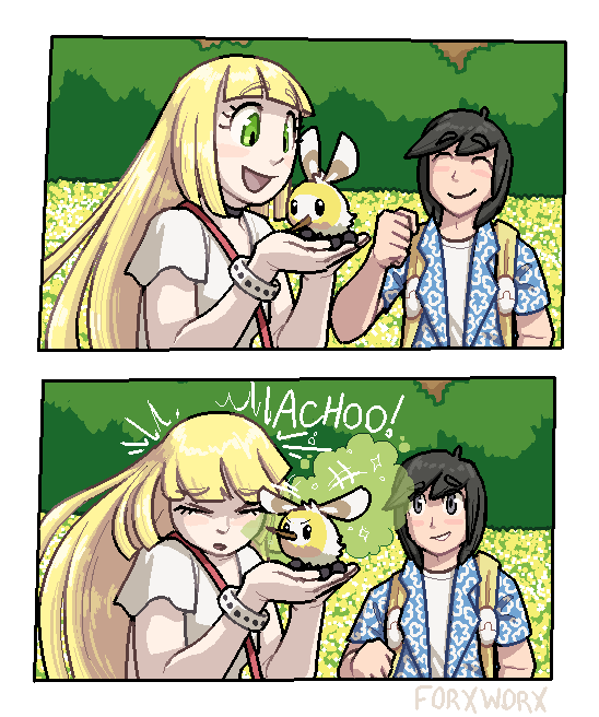 ForxWorx's tweet photo. Lillie catches her first Pokemon!
Just watch out for that stun spore... https://t.co/DA7NFCqUPb