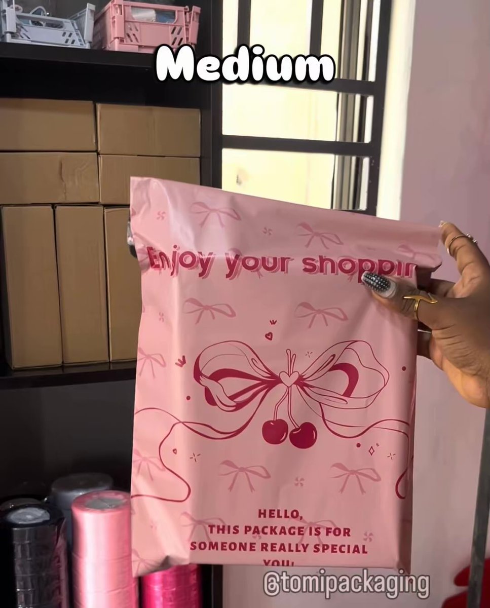 TomiPackaging's tweet photo. Bow pink Polymailer

Shop on the website. Search "Bow Pink Polymailer"
https://t.co/Y73GmfkfbT

✨ Details

Per 10pcs
Small 15*25cm- 1,800 naira
Medium 25*35cm - 2,500 naira
Large 35*50cm- 3,200 naira

Per 50pcs
Small 15*25cm- 6,500 naira
Medium 25*35cm - 8,500 naira
Large 35*50cm- 10,000 naira

Per 100pcs
Small 15*25cm- 11,500 naira
Medium 25*35cm - 15,500 naira
Large 35*50cm- 18,500 naira

How to order ⬇️⬇️

➡️ Place your order directly on the website TomiPackaging￼.com
➡️ For Branding Orders select branding as an Extra and we will contact you 
➡️ If you don’t know how to order, check our pinned post for a detailed tutorial.

For more information, please contact us on WhatsApp +234 815 680 9610

https://t.co/IQuoohuda3