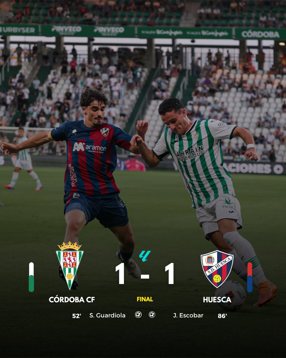 Sent_Cordobe's tweet photo. Fin del último partido de la temporada, Córdoba 1-1 Huesca, el Córdoba CF acaba la temporada como 9º.💪🏽🤍💚 https://t.co/ioSFhLroPW