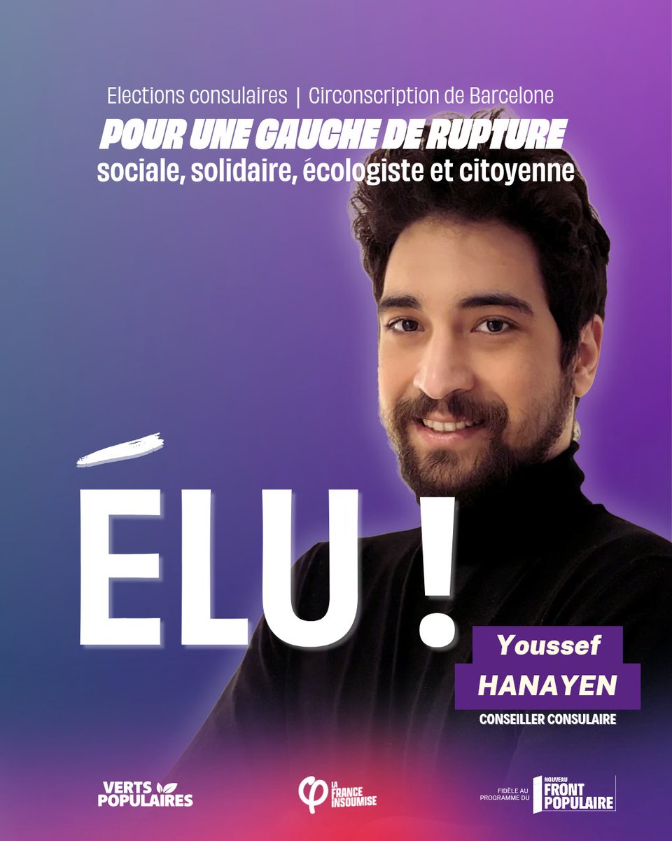 LFIEspagne's tweet photo. ✅ @YHanayen élu conseiller consulaire des français·es de la circonscription de Barcelone !

🐢 Il prend la relève de @PhilippeOgonow2 et saura être à la hauteur.

✊🏽 On ne lâche rien, la lutte continue ! https://t.co/9WrtmlaXAO