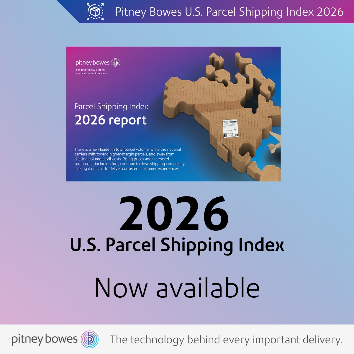 PitneyBowes's tweet photo. Which carrier handled the greatest number of parcels in 2025? Explore the trends shaping the future of parcel shipping in the Pitney Bowes Parcel Shipping Index 2026 report. https://t.co/CxyzcmeIc9
#PitneyBowes #USPS #FedEx #UPS #AmazonLogistics #LastMileDelivery https://t.co/Bl0ZEDKVh2