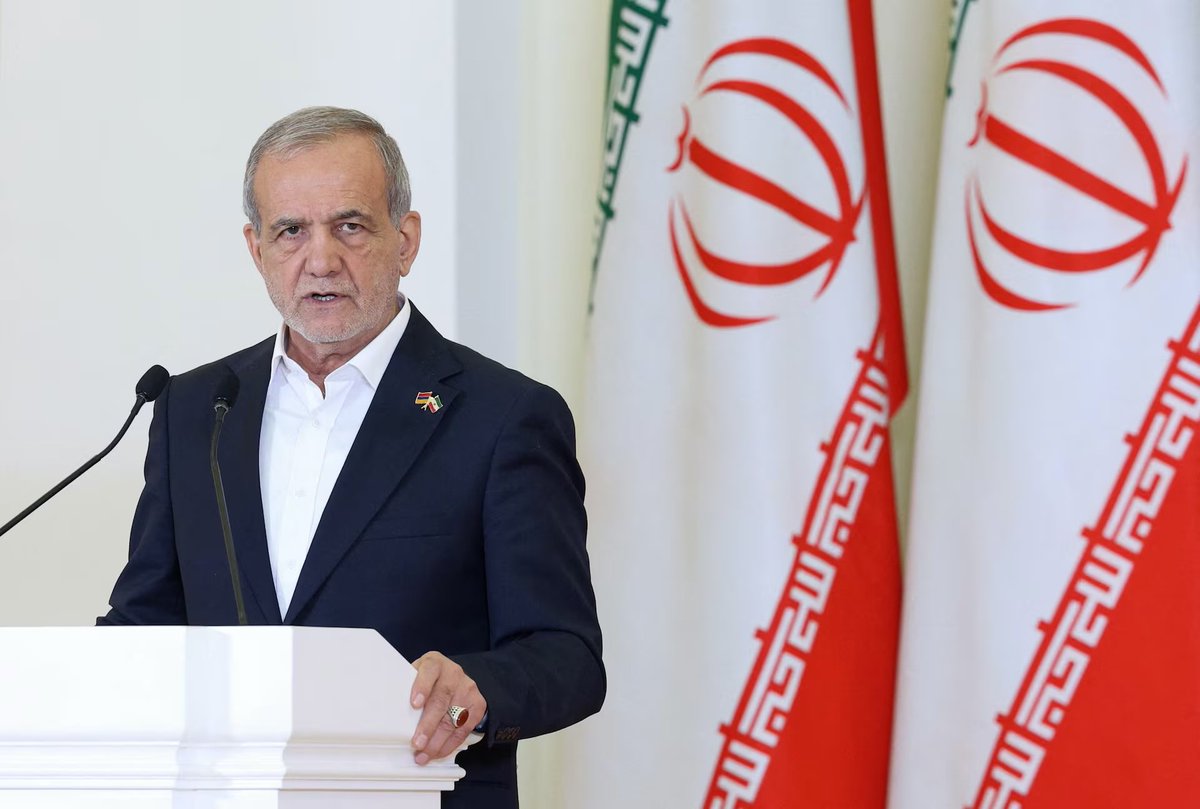 KobeissiLetter's tweet photo. BREAKING: Iran’s President Pezeshkian has submitted an official letter of resignation to the Office of the Supreme Leader, per Iran International.

In the letter, Pezeshkian stressed that the president and the government have effectively been excluded from major decision-making processes in the country and the IRGC has taken control of affairs.

Pezeshkian added that under such circumstances he is unable to run the government and carry out his legal responsibilities, and for that reason has requested to step down immediately.

It is not yet clear whether Supreme Leader Khamenei will accept the president's resignation.