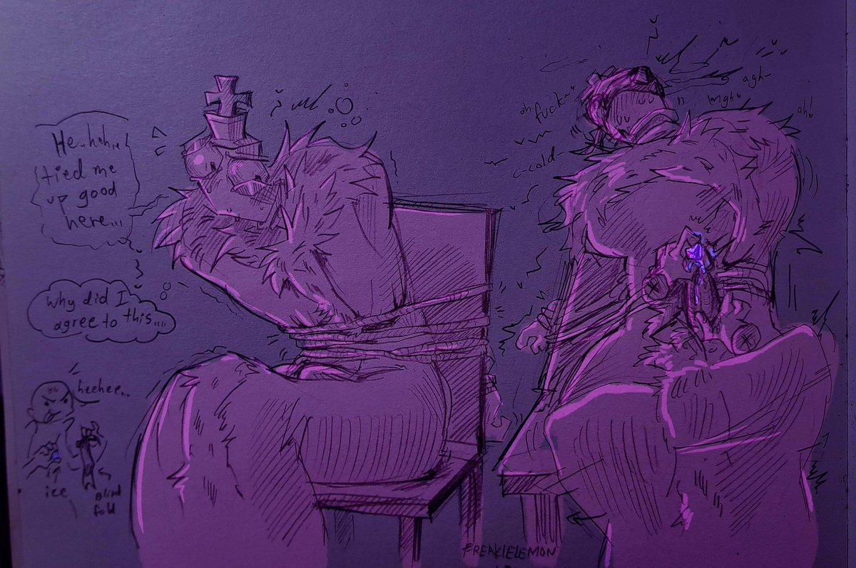 freakielemon's tweet photo. Forgot to post this...

I like my Kinger tied up to a chair.
Ice-play and blind folds for extra points! 💜 https://t.co/PSasWa9Rj7