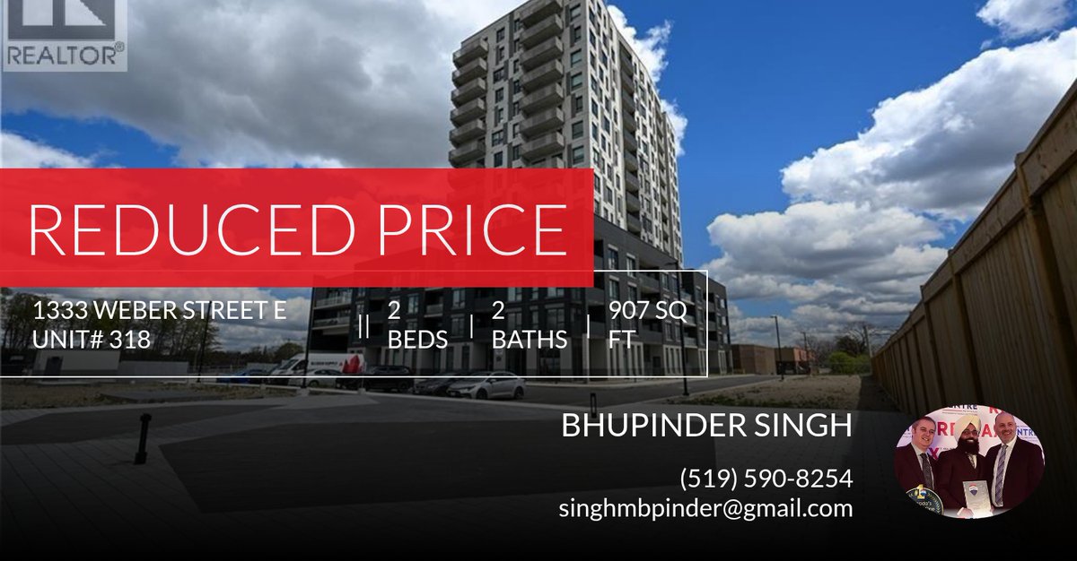 Singh_Bpinder's tweet photo. 📍 Reduced Price 📍 This recently reduced home at 1333 Weber Street E Unit# 318 in Kitchener won't last long, so, don't wait to set up a showing! Reach out here or at (519) 590-8254 for more information! https://t.co/iV47dyQbtf https://t.co/GVrVXMQY4i