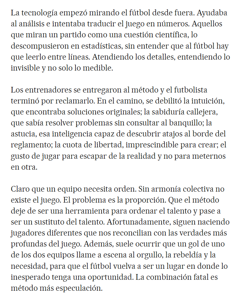 rparrottino's tweet photo. “El fútbol después del fútbol”. Escribe Jorge Valdano. https://t.co/yxVKriK1s8
