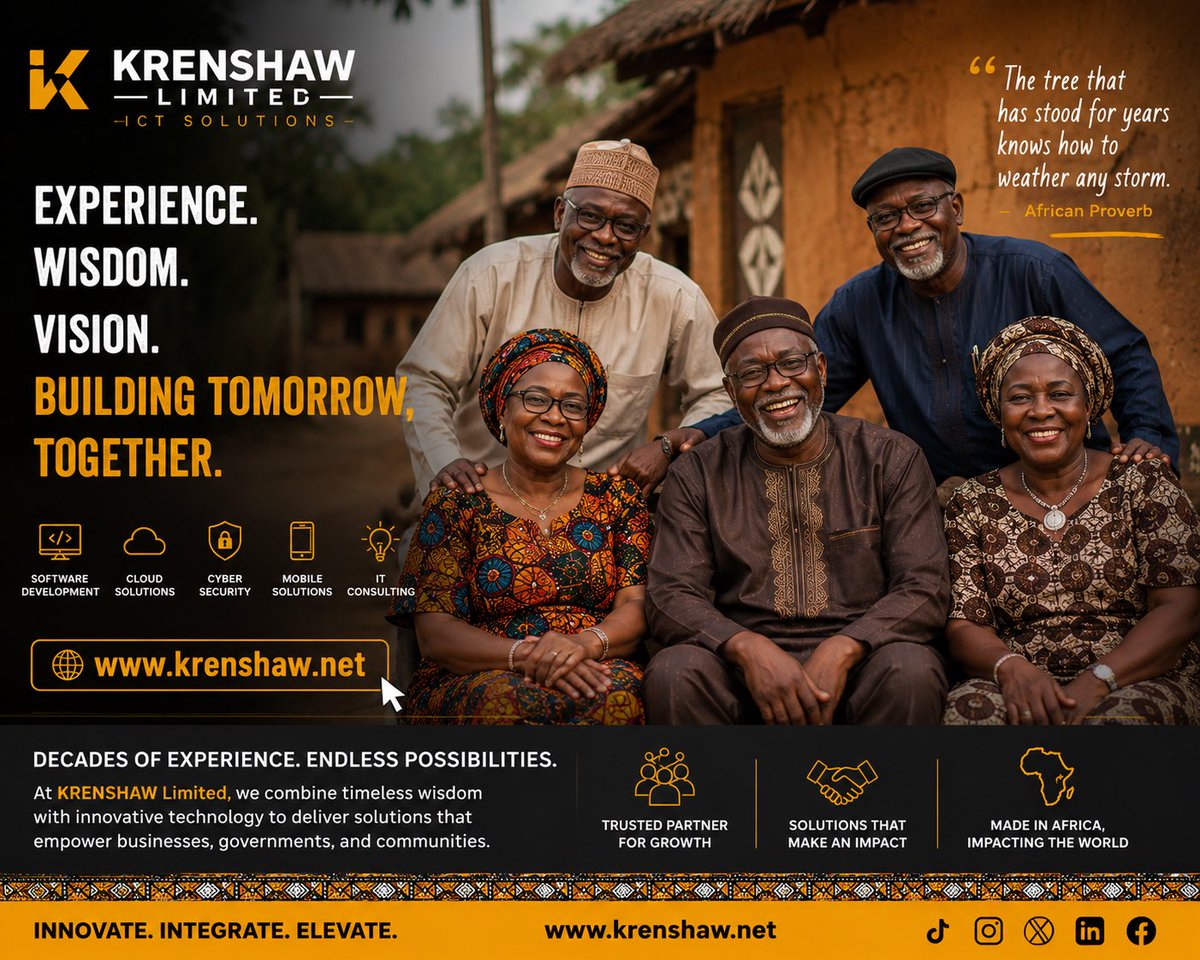 simiyu's tweet photo. “The old man who planted a tree may never sit under its shade, but his grandchildren will.”

In Africa, wisdom is not measured by age alone—it’s measured by the legacy you leave behind.

At KRENSHAW Limited, we believe technology should not replace experience. It should amplify it.

🌍 Decades of wisdom.
💻 Modern technology.
🚀 Endless possibilities.

From village paths to digital highways, every generation has a role in building Africa’s future.

https://t.co/bwAZq7RfiC

#KRENSHAW #AfricanWisdom #Legacy #BabyBoomers #Technology #DigitalTransformation #AfricaRising #Innovation #Leadership #BusinessGrowth #MadeInAfrica #TechForGood #FutureReady #ICTSolutions