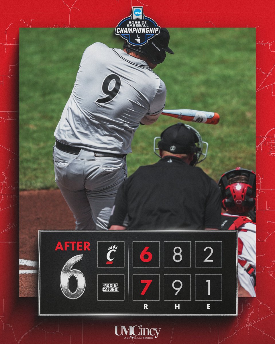 GoBearcatsBASE's tweet photo. After a two-run bottom of the sixth, Louisiana is back in front. https://t.co/HTsNyZcS3s