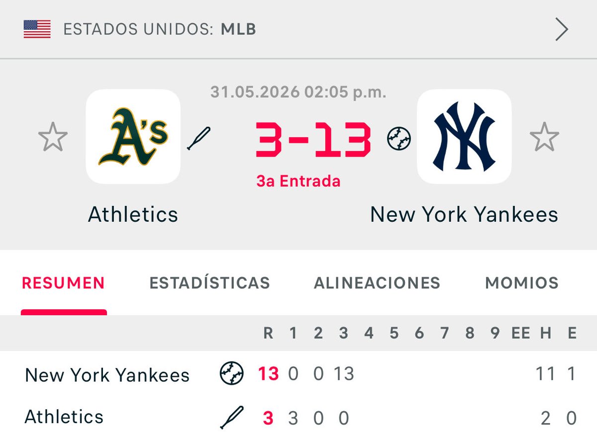 PickCristianRey's tweet photo. Dos touchdown y un punto extra fallado para los Yankees en el 3 inning https://t.co/t8gSCCn23r