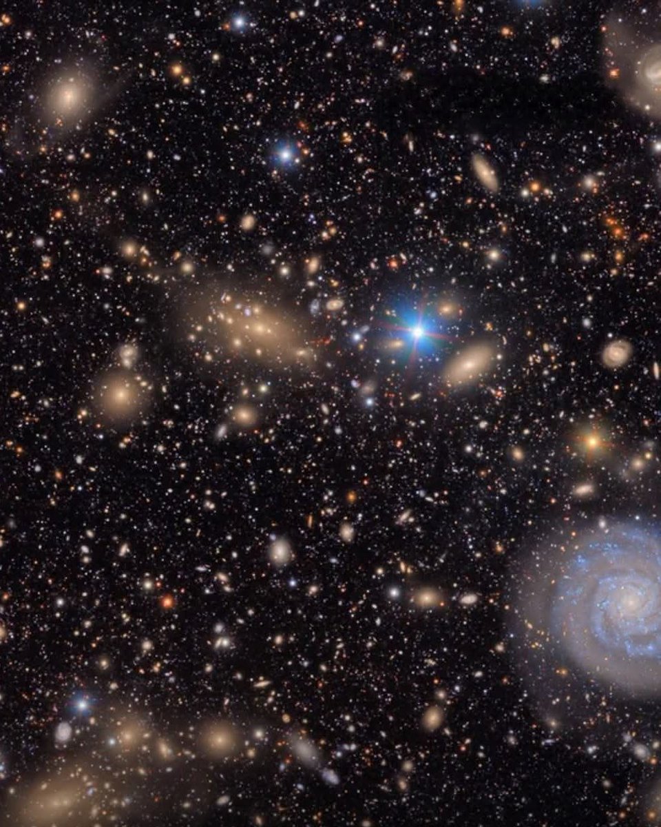 konstructivizm's tweet photo. Every single dot you see here is a galaxy.Not a star. A full-blown galaxy — home to hundreds of billions of stars, planets, and who knows what else. And this single frame contains ten million of them.This is one of the very first images from the Vera C. Rubin Observatory, perched high on a mountain in Chile. Its secret weapon? The largest digital camera ever built — a staggering 3.2 billion pixels spread across 189 sensors. To explore every galaxy in this image at full resolution, you’d need to wallpaper it across roughly 400 television screens. 

https://t.co/v5qTByh8dT

The image was stitched together from more than 1,100 individual exposures taken in just over 10 hours of test observations. In that same brief window, the observatory also spotted more than 2,000 previously unknown asteroids zipping through our Solar System. 

https://t.co/v5qTByh8dT

And this? This is just the warm-up.The real mission — the Legacy Survey of Space and Time (LSST) — hasn’t even officially started. Over the next decade, Rubin will scan the entire southern sky again and again, cataloging roughly 20 billion galaxies, mapping how the universe changes over time, and creating a dataset hundreds of petabytes in size. Its prime targets include the invisible forces shaping everything: dark matter and dark energy, which make up about 95% of the cosmos. 

https://t.co/v5qTByh8dT

This $810 million observatory, two decades in the making, is about to transform astronomy. It will track millions of changing objects, hunt for killer asteroids, and give us an unprecedented time-lapse movie of the evolving universe.Ten million galaxies… in test mode.Just imagine what it will reveal once it’s fully awake. The night sky will never look the same again.