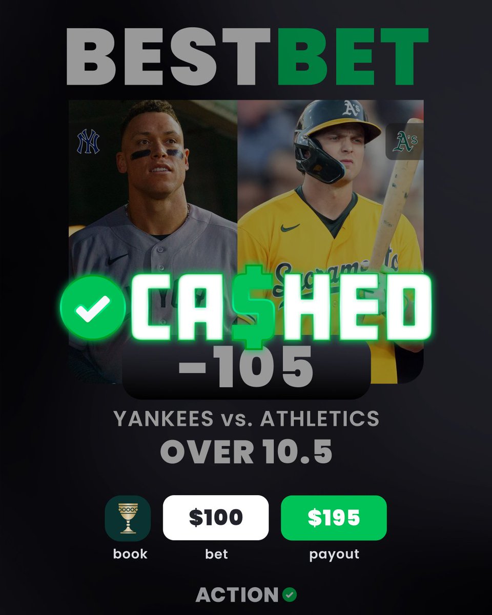 ActionNetworkHQ's tweet photo. Talk about a sweat free winner! The Yankees put up 13 runs in the 3rd to cash out @VegasMinion's best bet 🤑 https://t.co/DTYvRal8WJ