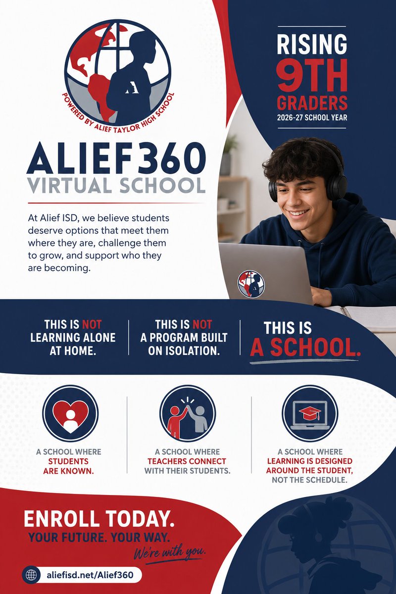 Alief360Virtual's tweet photo. School is out for many so now is a good time to think about your options for next year. Open to 9th graders, Alief360 is a great alternative to traditional methods that don't work for all students. Our priority is your student &amp; meeting their needs. https://t.co/HulGgmBcj1 https://t.co/9j2QGfsLF7
