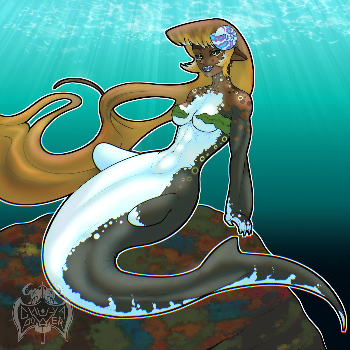 Chukapower's tweet photo. Tylosaurus rex  Mermaid for the last day of #mermay https://t.co/Gy2Rp9o9Ve