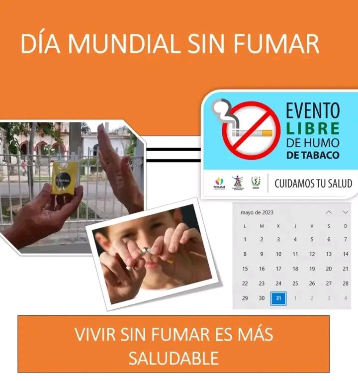 LiliamPinar's tweet photo. Día Mundial Sin Fumar de 2026
Según la Organización Mundial de la Salud (OMS) la epidemia de tabaquismo es una de las mayores amenazas a la salud a las que se ha enfrentado el mundo.  
  #CubaPorLaVida https://t.co/mgQ4vDRUek
