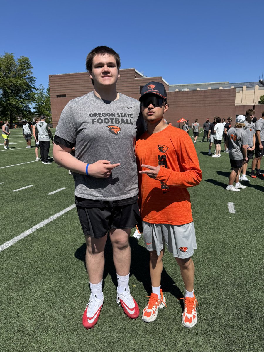 titandebolt1's tweet photo. Had a great camp at Oregon State today! 
Along with great conversations with both @JsmittyFB and @CoachB53! 
Thankful for the opportunity to come out and compete!

@Coach_Grezenko @EzeObiora2 @HSEFootball @ghud_xvi @SpencerFox7_ https://t.co/ljm9pBT5BO