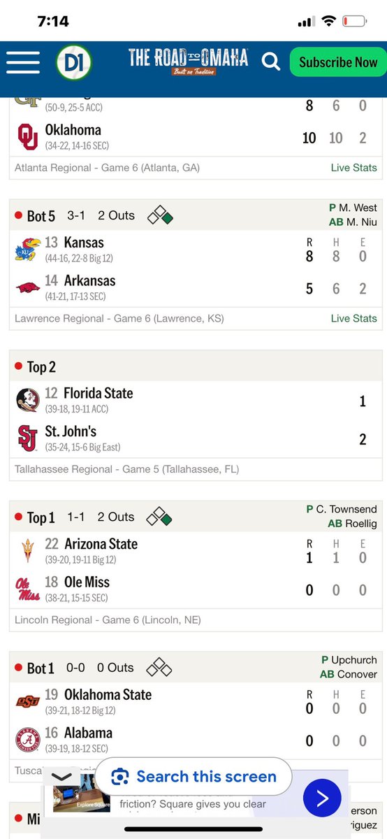 JoeyGammo's tweet photo. @d1baseball why do yall show FSU playing St John’s currently? https://t.co/QiRjtJkPVD