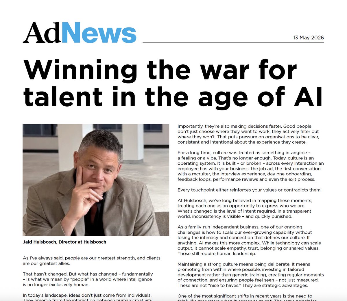 HULSBOSCHdesign's tweet photo. 🤖 AI may democratise capability, but it won’t democratise judgment, culture or originality.

The future won’t belong to the companies with the most technology.
It will belong to the companies with the best people, empowered by it.
https://t.co/H7HWUb7P96 https://t.co/dwNYKpN1y0