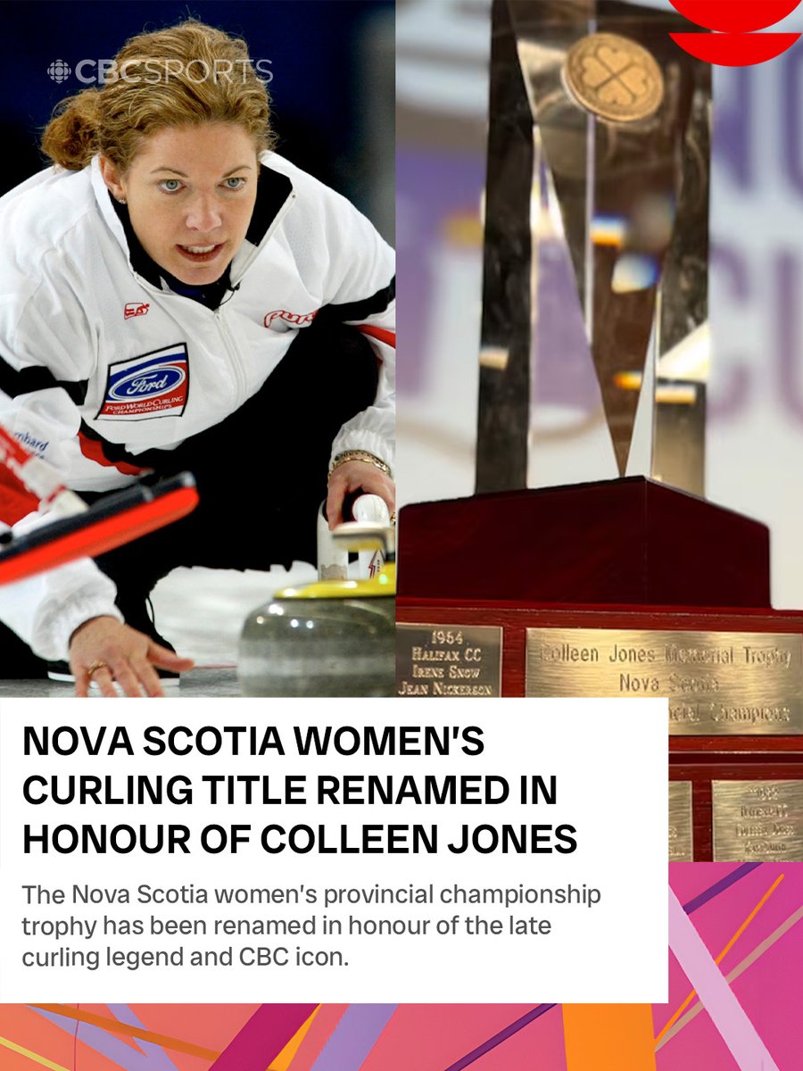 CBCOlympics's tweet photo. The Nova Scotia women's provincial curling title has been renamed in honour of late curling legend Colleen Jones

Read more in @Devin_Heroux 's latest here:
https://t.co/Fzayz8NxrE https://t.co/07NzbQuya3
