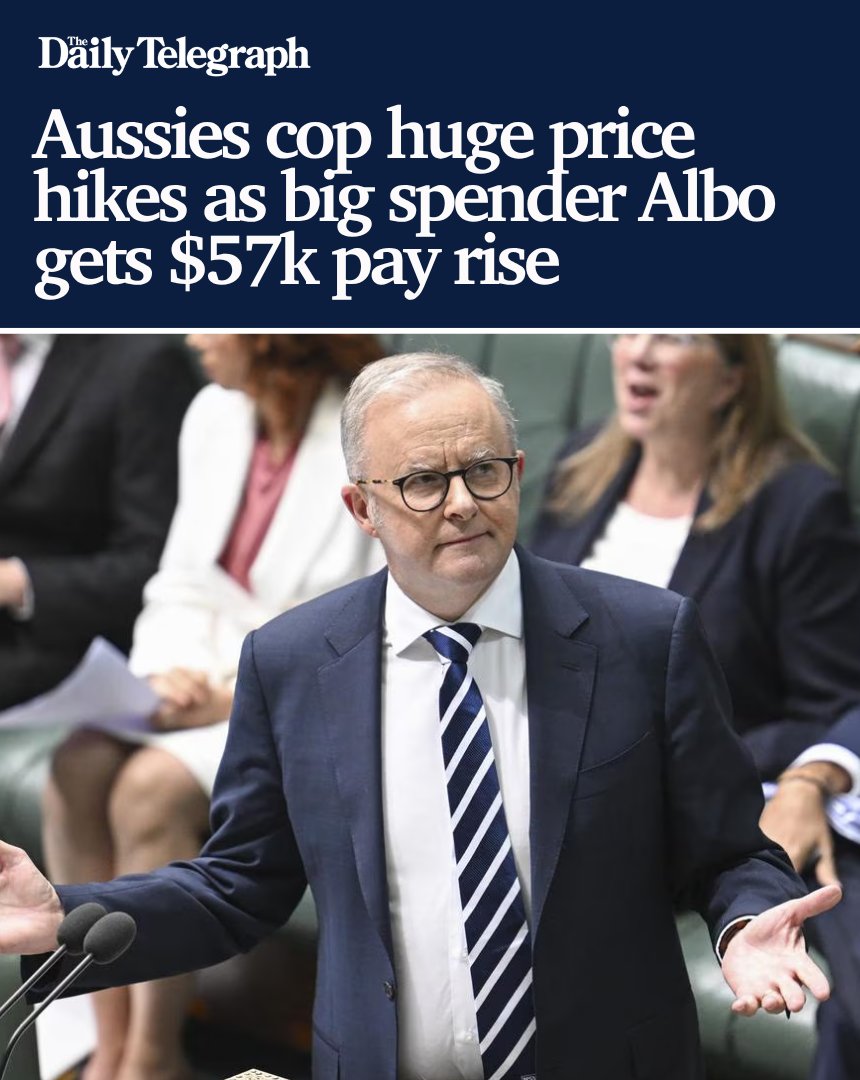 dailytelegraph's tweet photo. From soaring mortgage repayments to pricier beer and bread, households are feeling the pinch as Anthony Albanese enjoys a hefty pay rise. 

SEE WHAT ELSE HAS GONE UP ➡️ https://t.co/tLgd0FCFrR

Get the news first with The Daily Telegraph app: https://t.co/nwh13xF0HY https://t.co/aud391G2zB