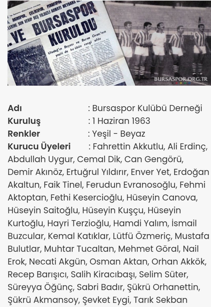grkn1616's tweet photo. 1 Haziran 1963 @BursasporSk istanbul dükalığına başkaldırmak için kuruldu.
Bu kulübü kuran tüm büyüklerimizden Allah razı olsun,mekanları cennet olsun https://t.co/j13HgNpK80