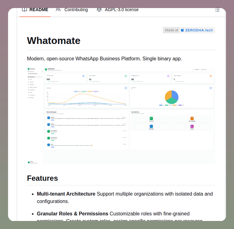 tom_doerr's tweet photo. Single-binary WhatsApp Business tool with chatbots and voice calling

https://t.co/2AbpC7nYZm https://t.co/dFgKfTovkP