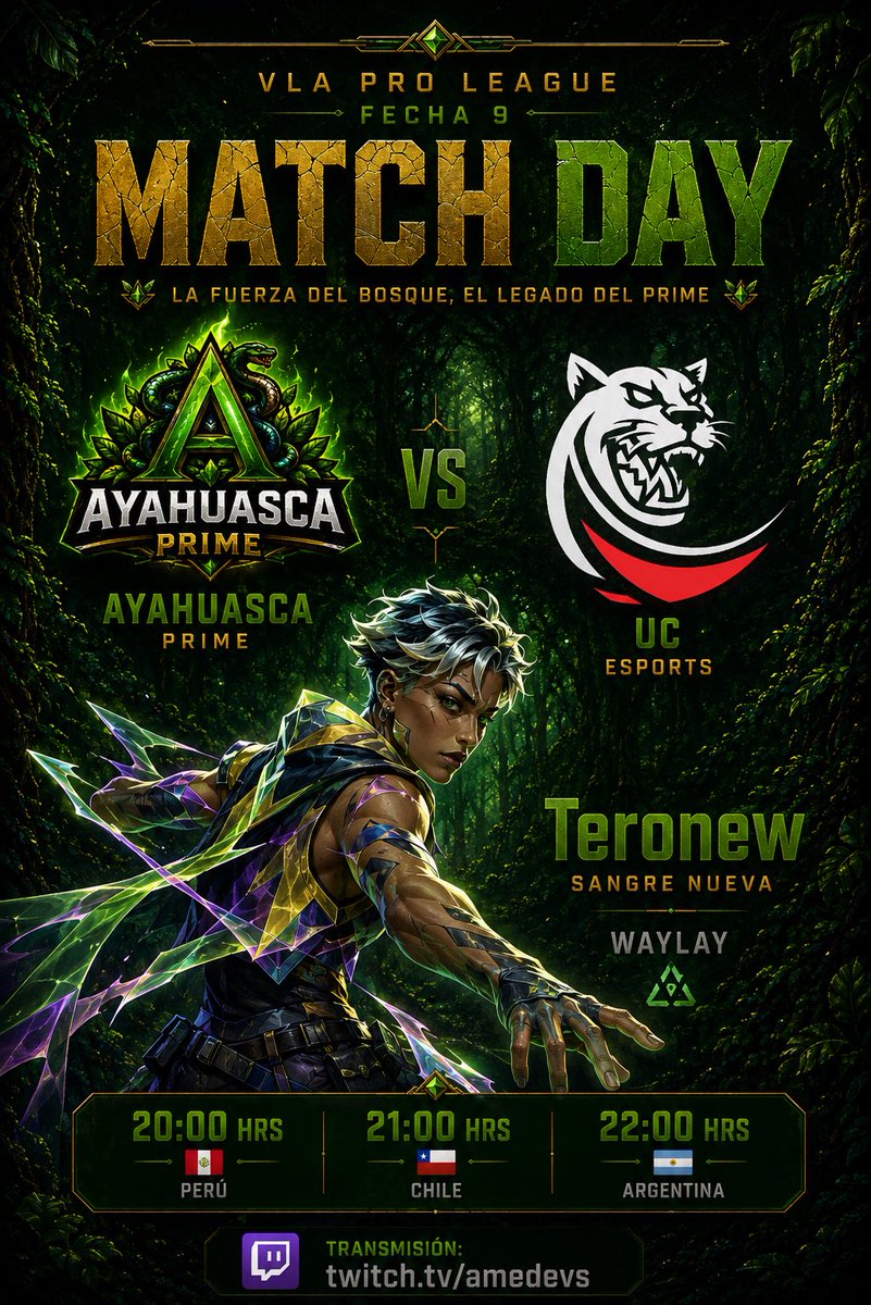 ayahuascaprime_'s tweet photo. Porque queremos seguir con la senda de la victoria, con la misma energía y motivación del día de ayer… hoy se juega una nueva fecha de la VLA PRO LEAGUE. 🌿🔥

Es momento de defender la mística del bosque una vez más. ⚔️

Vamos Ayahuasca Prime 💚 https://t.co/VrGiBHowTa