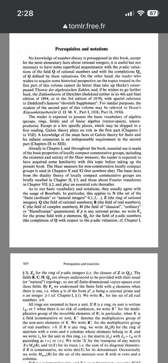 QiaochuYuan's tweet photo. andre weil wrote a book called “basic number theory” which to a normal person would mean an introduction to modular arithmetic or something but for weil apparently meant an introduction to class field theory, the graduate-level crowning jewel of algebraic number theory

incidentally this is the field of mathematics that the golod-shafarevich towers that feature in the recent openAI disproof of the erdos unit distance conjecture come from; this is probably the most attention that class field theory has ever gotten