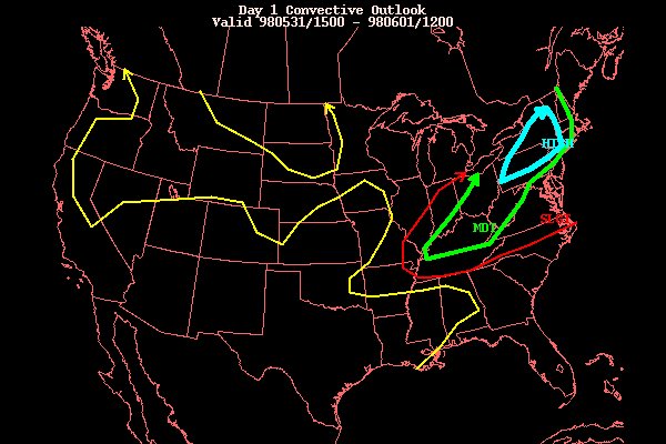 EasternChaser's tweet photo. @PAweatherPhoto Also the day of the only SPC high risk outlook to include PA (5/31/1998): https://t.co/jGKyVWFzxl