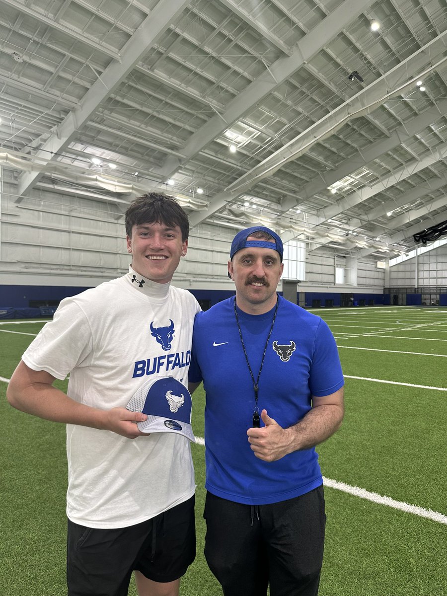 michaelplutagk's tweet photo. I had a great day at @UBFootball. I hit the biggest ball of the camp and won a hat. I got to learn a lot more about the program as well as the University! Thank you so much @Pete_Lembo @_CoachG_ @ronwhitcomb for the opportunity to compete! 

@WarwickFB @EddieMish22 @HKA_Tanalski https://t.co/SCR0bsGedN