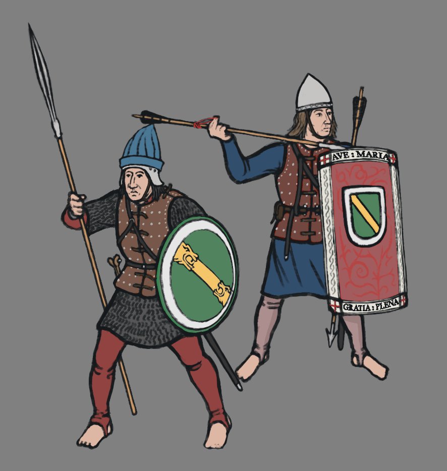 ElCamacurt's tweet photo. Quick sketch of two "peones gallegos" from the 855 who landed in Messina in 1503, under the command of Don Fernando de Andrade, in the context of the war of Naples of 1501-1504. https://t.co/1C7MDSZOCk
