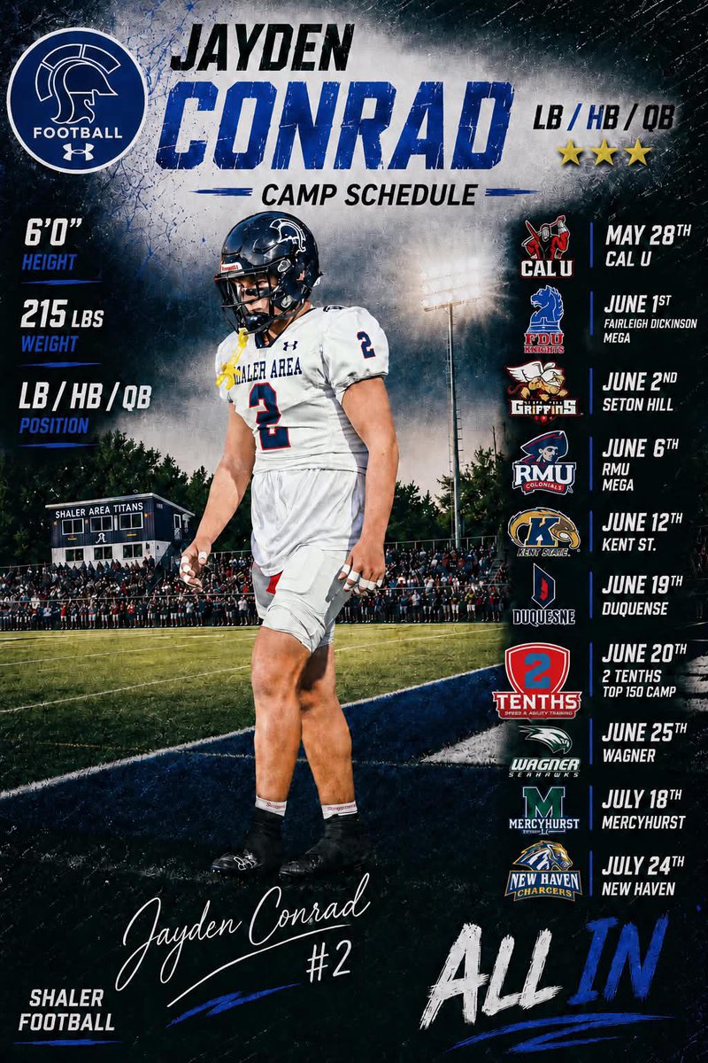 JaydenConrad21's tweet photo. Looking forward to competing at Camps this summer see you there!
@CoachJimRyanIII @CoachFitzFB @ShalerFB @CoachPapley @coachjaturner @CoachHogan02 @CoachKevinMay @CoachFrantl @Coach_CooperFB @CoachSnyder45 @BillNesseltDUQ @_CoachKD @CoachAJuncaj @CoachO_Neill @CoachDempsey8 @CoachScerb @CoachJZamot @CoachMikeDay @Coach_Pow @Coach_McClurg @Jmunce30 @CoachRagonesi @keymb42 @wpialsportsnews @StephConn5 @Coach_Roc3 @PAELITE7v7 @theking1 @DAWGHZERECRUITS @210ths