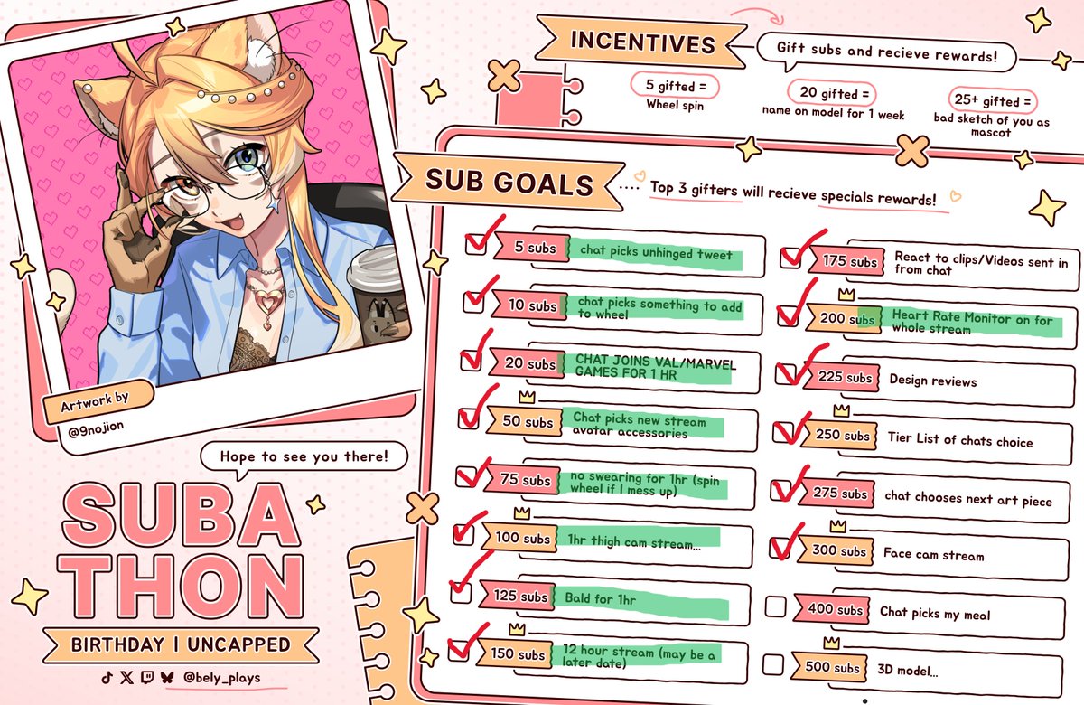 belyplays's tweet photo. UNCAPPED SUBATHON DAY 6! 
I am so thankful for all of the goals we have hit so far! I never thought we would get to the bottom of the sub goal list! I have been truly spoiled!
Playing Marvels and then reacting to true crime afterwards! Can't wait to see you there! 
LINK BELOW! https://t.co/ksoCwj5li5