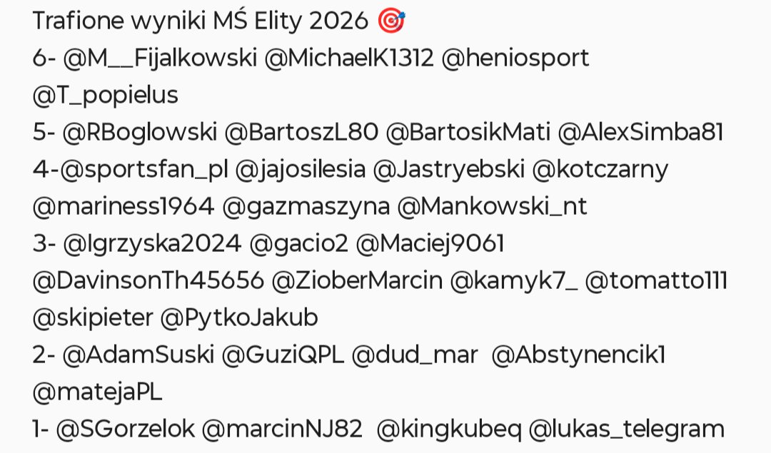 typerNHL's tweet photo. Klasyfikację trafionych wyników ex aquo wygrali:
@M__Fijalkowski
@heniosport
@MichaelK1312
@T_popielus wszyscy po 6 🎯👌 
Łącznie mieliśmy 113 celnych strzałów. 

Dziękujemy wszystkim za zabawę i bycie z nami, a jesienią zapraszamy do typowania w nowym sezonie NHL. Tymczasem 🤝 https://t.co/GhH37nmRFE