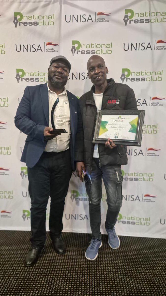 AlexReporterZA's tweet photo. ALEX FM 89.1 Journalist Malesela Mangena honoured for community-centred journalism

By Mr Lee
Mbyana ya Mahungu
Beast of news  

Alex FM 89.1 journalist Malesela Alphy Mangena has been recognised for his outstanding contribution to community journalism after winning the Aserie Ndlovu Award for Community Journalism: Radio News at the prestigious 2025 National Press Club (NPC)-UNISA Journalist of the Year Awards, held at a glittering ceremony in Pretoria on Friday night.

Speaking to Beast of News and Alex Reporter shortly after receiving the award, an emotional Mangena dedicated the achievement to the people and institutions that have supported his journalism journey.

He thanked his line manager, Alex FM Station Manager, the station's Board Chairman, his colleagues at Alex FM, and most importantly, the Alexandra community that continues to trust him with their stories.

Mangena also expressed gratitude to fellow journalists and media practitioners who regularly share credible news tips and information.
"This award would not have been possible without all of you. Thank you to the community of Alexandra for believing in me and supporting the work we do," he said.

Known for his dedication to accuracy and ethical reporting, Mangena has built a reputation as a journalist who prioritises facts over speed. Since joining the Alex FM 89.1 newsroom under the guidance of veteran news editor Johanna Lamola, he has consistently delivered credible, verified and impactful reporting.

"I don't rush to break the news. I rush to get the verified facts first because publishing misinformation can have devastating consequences. We live in a world flooded with misinformation, and it is always necessary to verify facts before publishing anything," he said.

Mangena's journalism has become synonymous with community service. His reporting has exposed issues affecting Alexandra residents, including concerns about food safety in local shops, allegations of animals being kept in unhygienic conditions in businesses, and the struggles of vulnerable families who need assistance to bury their loved ones.

His stories have consistently amplified the voices of ordinary residents, ensuring that the concerns of the community receive the attention they deserve.

Reflecting on what he described as one of the biggest moments of his career, Mangena said sharing the stage with some of the country's most respected public figures made the occasion even more memorable.

"It was unbelievable. Receiving my award and certificate on the same stage where Lieutenant-General Nhlanhla Mkhwanazi was honoured is something I will never forget. I couldn't have asked for a better moment," he said.

Lieutenant-General Mkhwanazi was named the 2025 Newsmaker of the Year at the same ceremony, making the evening even more special for the award-winning Alex FM journalist.

Alex FM Station Manager Takalani Nemangowe congratulated Mangena on the achievement, describing it as a reflection of the station's commitment to community-centred journalism.
"Alex FM is a station that serves the community.

"We appreciate having station representatives, especially journalists, who put the community first. This is exactly what the station strives for," said Nemangowe.

"Malesela's dedication to his work has paid off. The station is proud of his achievement and celebrates this milestone with him. We encourage him to keep up the good work and continue serving the community with passion and compassion."

Meanwhile, Alex FM Board Chairman Isaac Mangena, who attended the awards ceremony, said the recognition received by Malesela reflects the values and principles upon which the station was built.

"Malesela's achievement speaks directly to what Alex FM stands for. It demonstrates the importance of credible, community-driven journalism and the positive impact it can have on people's lives," he said.