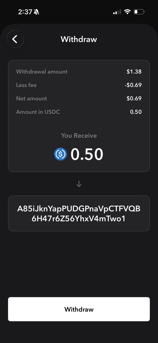 OFiDCrypt's tweet photo. Decided to take some profits from a fun community coin on @flipcash (we will buy some back).

We were up a few cents. Decided to withdraw for coffee.

Unfortunately, I’m at a huge net loss @ted_livingston 🤪

What’s with the fixed 50% fee on small balances — could you add a low balance reduced percentage threshold?

I’m thirsty.